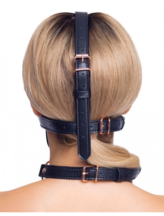 Черный намордник с кляпом-шаром Head Harness With A Gag - Orion - купить с доставкой в Тамбове