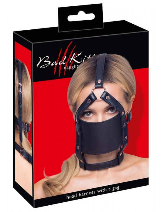 Черный намордник с кляпом-шаром Head Harness With A Gag - Orion - купить с доставкой в Тамбове