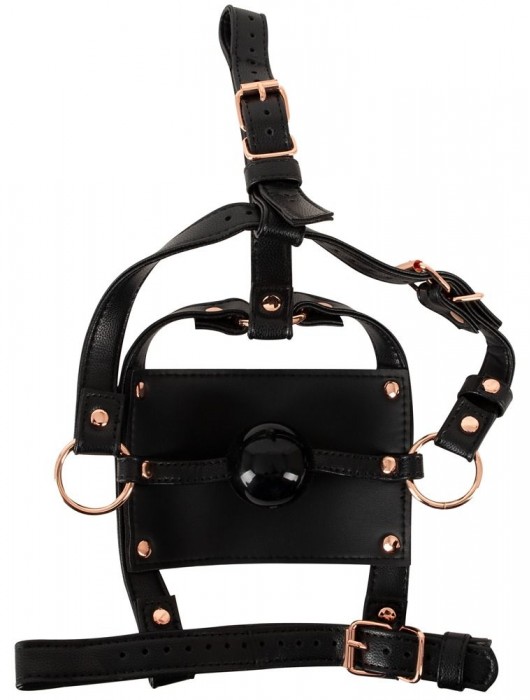Черный намордник с кляпом-шаром Head Harness With A Gag - Orion - купить с доставкой в Тамбове
