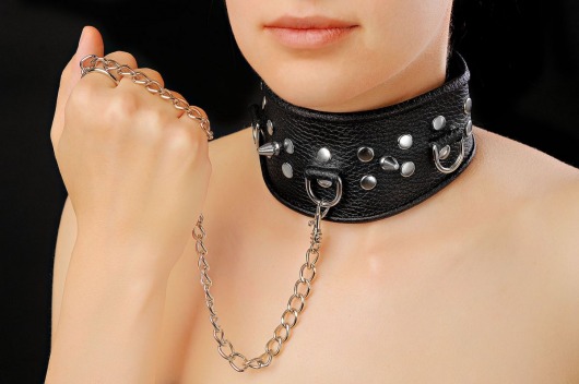 Чёрный ошейник из кожи - Sitabella - купить с доставкой в Тамбове