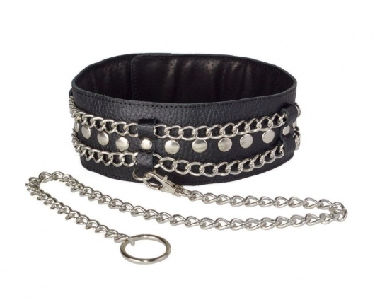 Чёрный ошейник с цепочками и поводком - Sitabella - купить с доставкой в Тамбове
