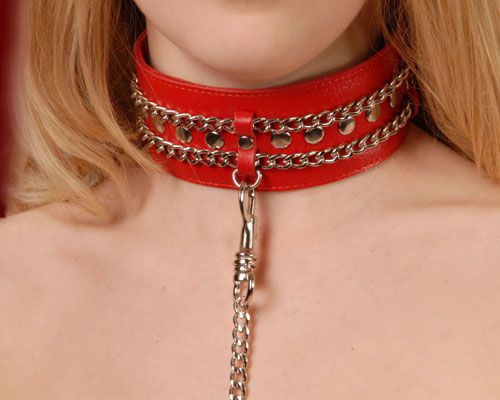 Красный ошейник с цепочками - Sitabella - купить с доставкой в Тамбове