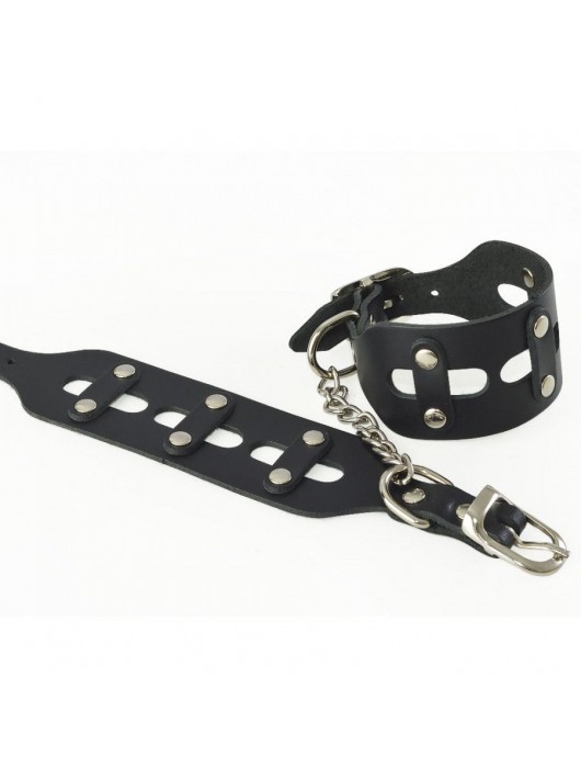 Черные кожаные наручники  Цезарь - Sitabella - купить с доставкой в Тамбове