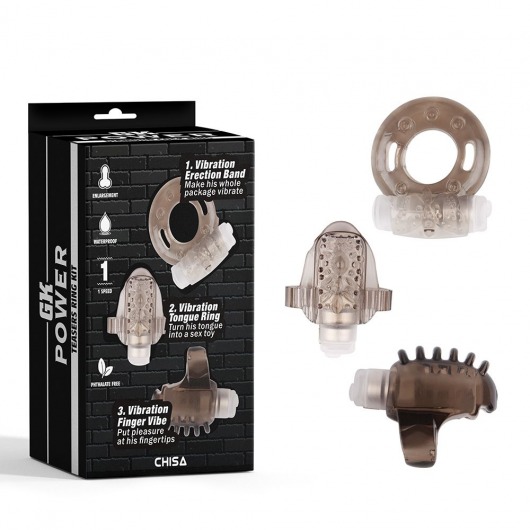 Набор из 3 дымчатых эрекционных колец с вибрацией Teasers Ring Kit - Chisa - в Тамбове купить с доставкой