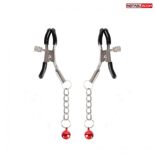 Серебристые зажимы на соски с шариками на цепочках - Notabu - купить с доставкой в Тамбове Серебристые зажимы на соски с шариками на цепочках - Notabu - купить с доставкой в Тамбове