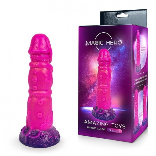 Розовый рельефный фантазийный фаллоимитатор - 20 см. - Bior toys - купить с доставкой в Тамбове