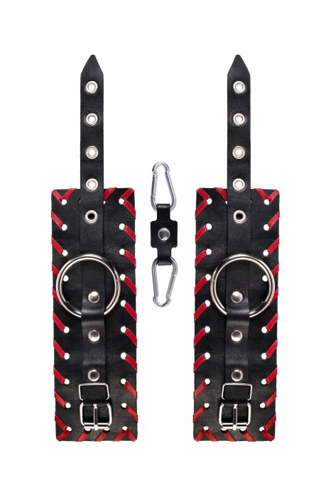 Черно-красные наручники из натуральной кожи - Pecado - купить с доставкой в Тамбове