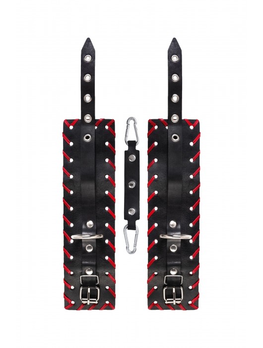 Черно-красные оковы из натуральной кожи - Pecado - купить с доставкой в Тамбове