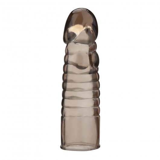 Дымчатая насадка-удлинитель Ribbed Realistic Penis Enhancing Sleeve Extension - 15,2 см. - BlueLine - в Тамбове купить с доставкой