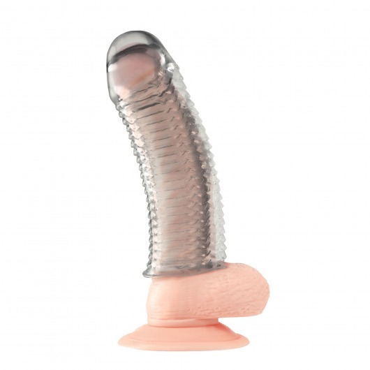 Текстурированная насадка на пенис Clear Textured Penis Enhancing Sleeve Extension - 16,5 см. - BlueLine - в Тамбове купить с доставкой