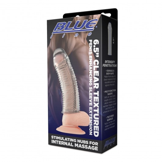 Текстурированная насадка на пенис Clear Textured Penis Enhancing Sleeve Extension - 16,5 см. - BlueLine - в Тамбове купить с доставкой