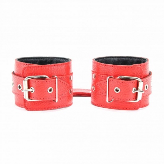 Красные кожаные наручники с клепками - БДСМ Арсенал - купить с доставкой в Тамбове