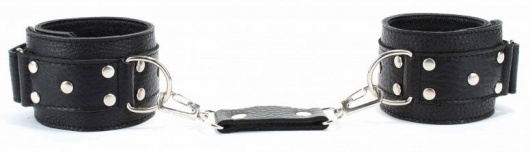 Черные кожаные оковы на липучке - БДСМ Арсенал - купить с доставкой в Тамбове