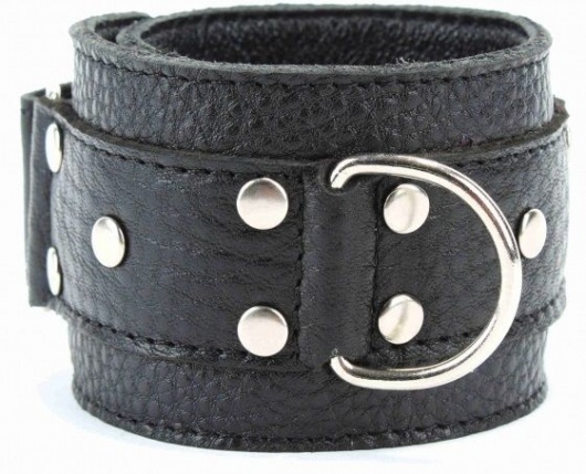 Черные кожаные оковы на липучке - БДСМ Арсенал - купить с доставкой в Тамбове
