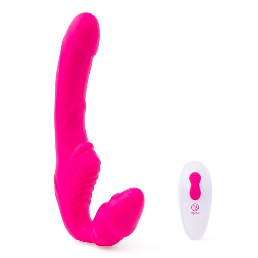Розовый безремневой страпон на радиоуправлении Strapless Together - 22 см. - Together Toy - купить с доставкой в Тамбове