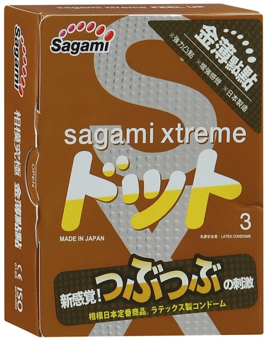 Презервативы Sagami Xtreme FEEL UP с точечной текстурой и линиями прилегания - 3 шт. - Sagami - купить с доставкой в Тамбове