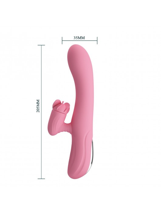 Розовый вибратор-кролик Gina с клиторальной щеточкой - 20,5 см. - Baile