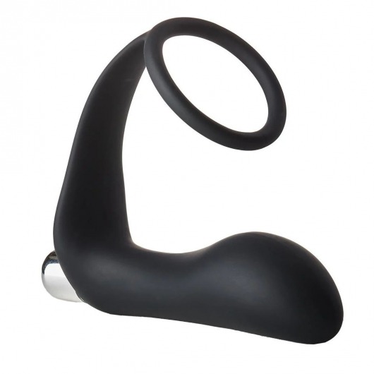 Черное эрекционное кольцо с вибропробкой Vibrating Anal Plug With Cockring - Dream Toys - в Тамбове купить с доставкой