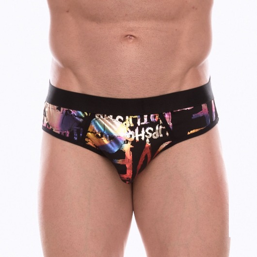 Черные трусы-джоки с разноцветным блестящим принтом - Don Moris купить с доставкой Черные трусы-джоки с разноцветным блестящим принтом - Don Moris купить с доставкой