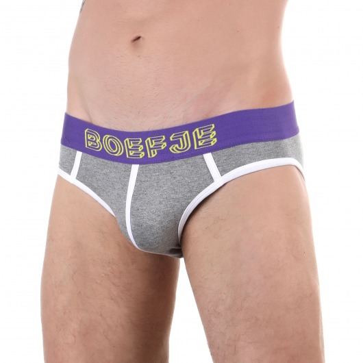 Серые меланжевые трусы-джоки с брендированной резинкой - Boefje купить с доставкой Серые меланжевые трусы-джоки с брендированной резинкой - Boefje купить с доставкой