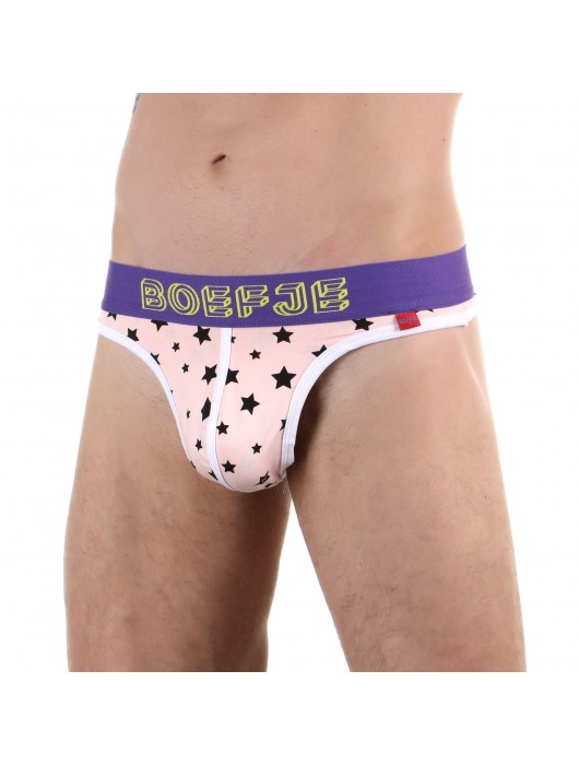 Розовые сексуальные трусы-тонги с принтом в виде звездочек - Boefje купить с доставкой