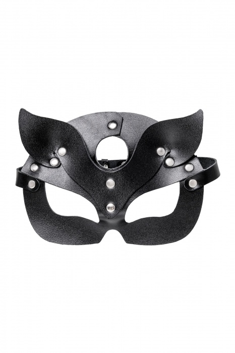 Черная кожаная рельефная маска кошки - Pecado - купить с доставкой в Тамбове