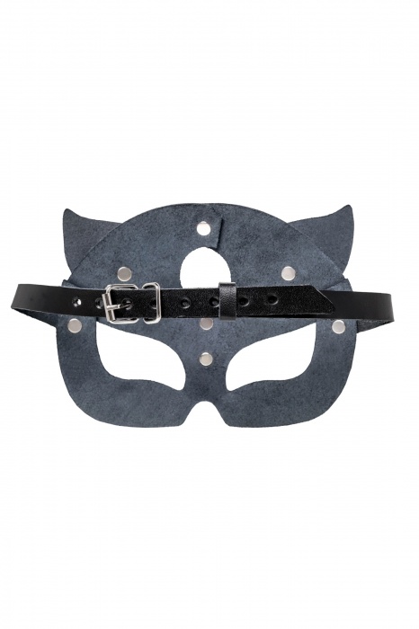 Черная кожаная рельефная маска кошки - Pecado - купить с доставкой в Тамбове