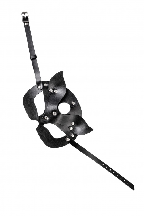 Черная кожаная рельефная маска кошки - Pecado - купить с доставкой в Тамбове