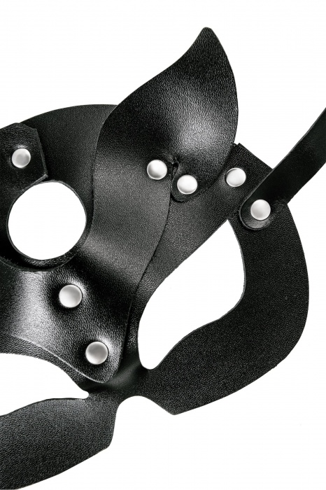 Черная кожаная рельефная маска кошки - Pecado - купить с доставкой в Тамбове