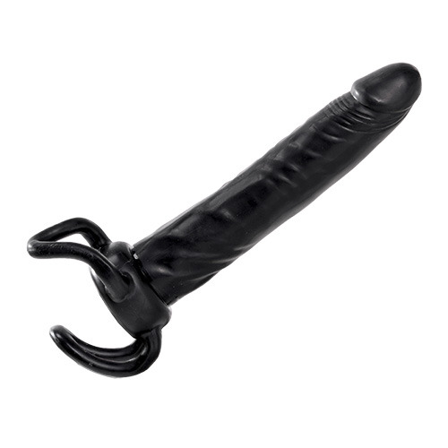 Чёрная насадка-фаллос для двойного проникновения INFLATABLE DILDO SLIM DONG  - 13,5 см. - Toyz4lovers - в Тамбове купить с доставкой