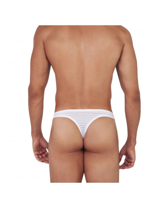 Сексуальные белые трусы-тонги в полоску Sainted Thong - Clever Masculine Underwear купить с доставкой