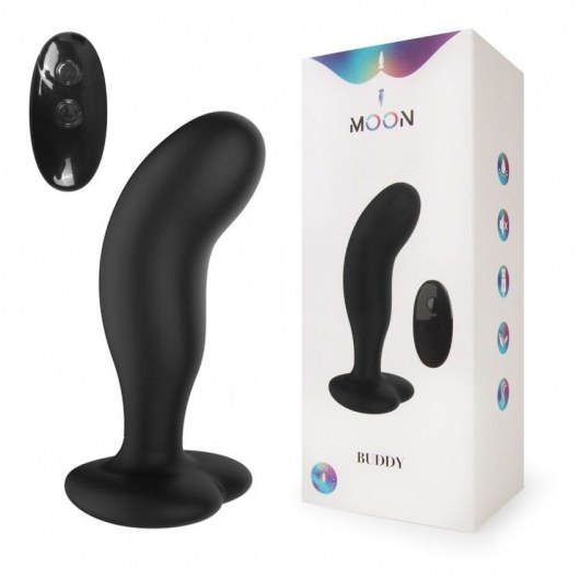 Черный анальный вибратор с пультом ДУ - I-MOON