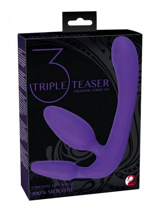 Фиолетовый безремневой страпон с двумя пробками - Orion - купить с доставкой в Тамбове