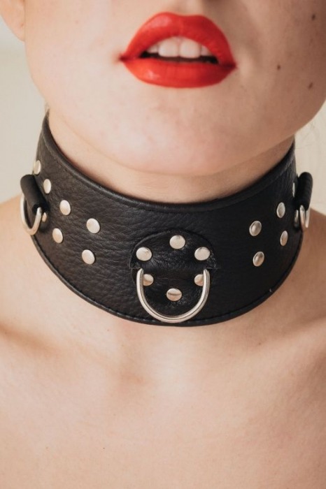 Кожаный ошейник для эротических игр - БДСМ Арсенал - купить с доставкой в Тамбове