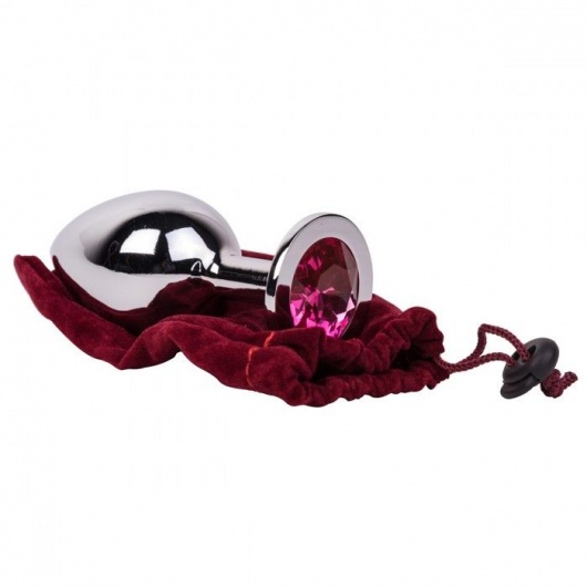 Большой стальной плаг с розовым кристаллом Pink Bubble Gum - 9,5 см. - Erotic Fantasy - купить с доставкой в Тамбове