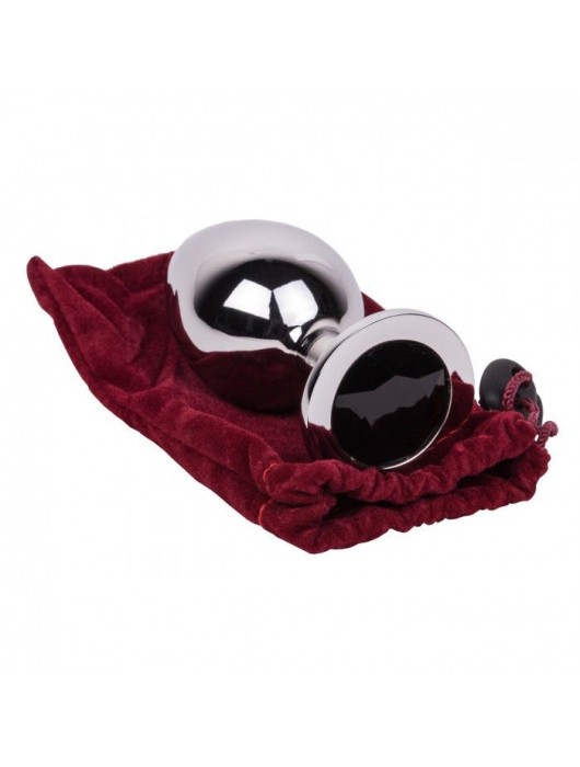 Большой стальной плаг с черным кристаллом Black Rave - 9,5 см. - Erotic Fantasy - купить с доставкой в Тамбове