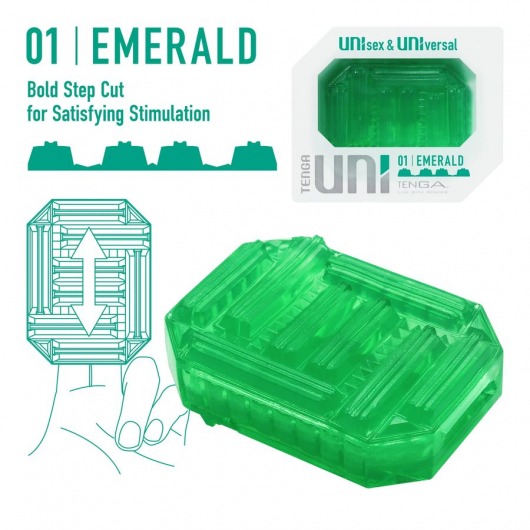 Зеленый мастурбатор-стимулятор Tenga Uni Emerald - Tenga - в Тамбове купить с доставкой