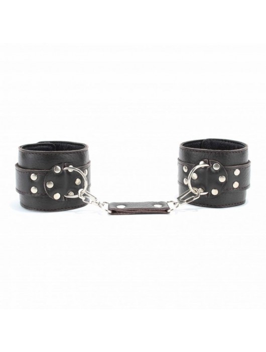 Коричневые оковы из мягкой кожи на металлической цепочке - БДСМ Арсенал - купить с доставкой в Тамбове