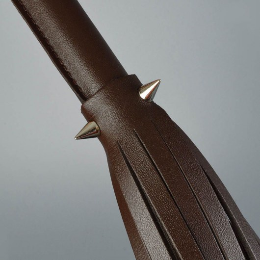 Коричневая кожаная плеть с шипами - 55 см. - Sitabella - купить с доставкой в Тамбове