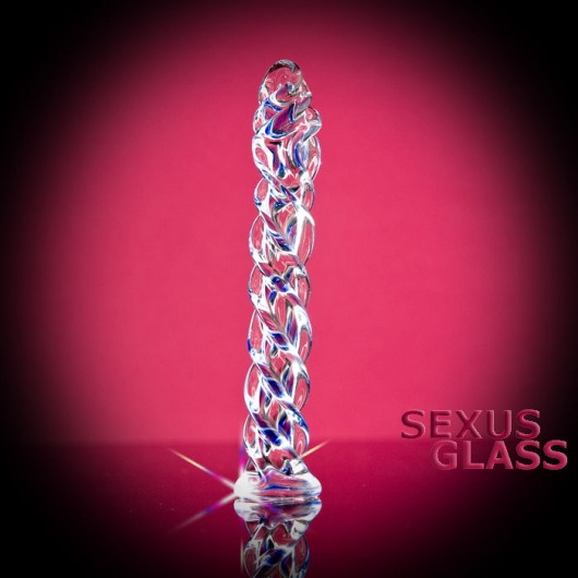 Прозрачный фаллос из стекла со спиралью - 18 см. - Sexus купить с доставкой в интернет-магазине Orgasmix в Тамбове Прозрачный фаллос из стекла со спиралью - 18 см. - Sexus