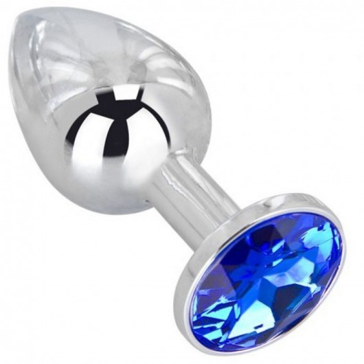 Анальное украшение BUTT PLUG  Small с синим кристаллом - 7 см. - Anal Jewelry Plug - купить с доставкой в Тамбове Анальное украшение BUTT PLUG  Small с синим кристаллом - 7 см. - Anal Jewelry Plug - купить с доставкой в Тамбове
