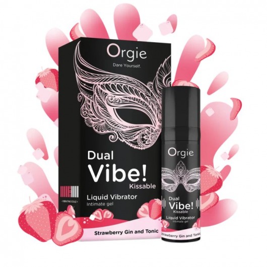 Съедобный жидкий вибратор Dual Vibe! со вкусом клубничного джина с тоником - 15 мл. - ORGIE - купить с доставкой в Тамбове