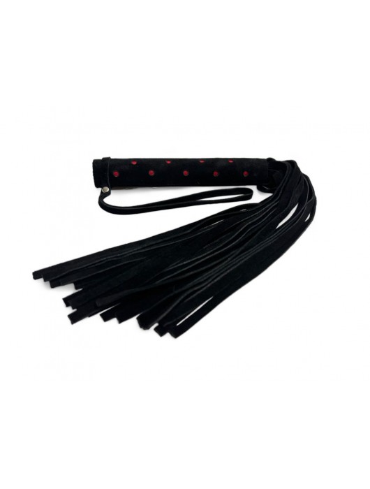 Черная замшевая плеть с красными точками на рукояти Red dot Princess - 43 см. - БДСМ Арсенал - купить с доставкой в Тамбове
