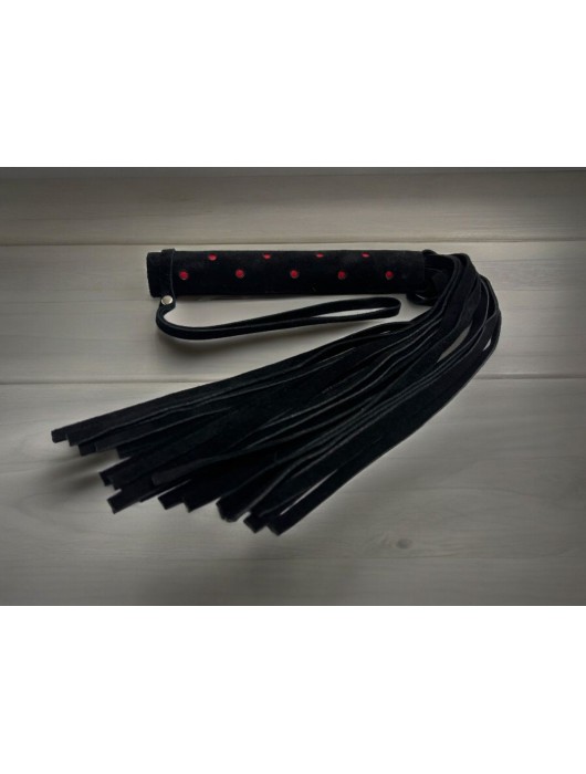Черная замшевая плеть с красными точками на рукояти Red dot Princess - 43 см. - БДСМ Арсенал - купить с доставкой в Тамбове