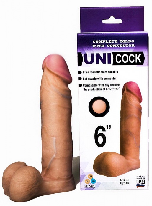 Насадка для страпона фаллической формы UNICOCK 6  - 18 см. - LOVETOY (А-Полимер) - купить с доставкой в Тамбове