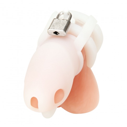 Белая клетка для пениса Silicone Small 2 in Cock Cage With Ball Divider - BlueLine - купить с доставкой в Тамбове