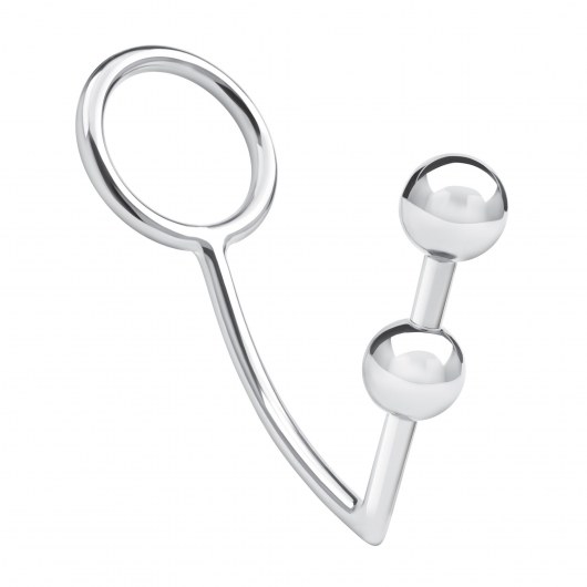 Кольцо на пенис с анальным стимулятором Two Bead Stainless Steel Anal Hook   Cock Ring - BlueLine - в Тамбове купить с доставкой