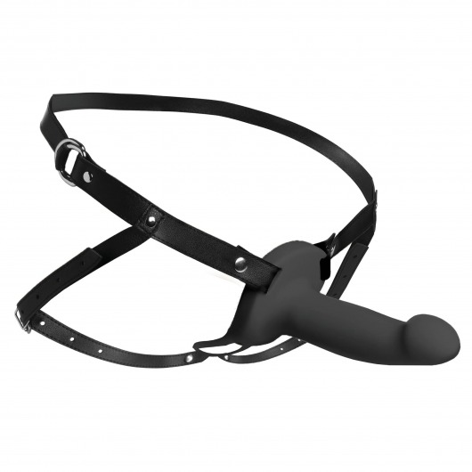 Черный полый страпон с вибрацией 2’’ Erection 28X Smooth Vibrating Silicone Penis Sheath - XR Brands - купить с доставкой в Тамбове