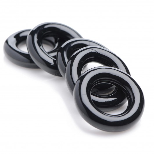 Комплект из 5 черных эрекционных колец для мошонки Ring Master Custom Ball Stretcher Kit - XR Brands - в Тамбове купить с доставкой