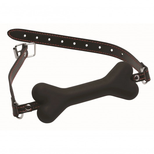 Черный кляп в форме косточки Hound Adjustable Dog Bone Gag - XR Brands - купить с доставкой в Тамбове